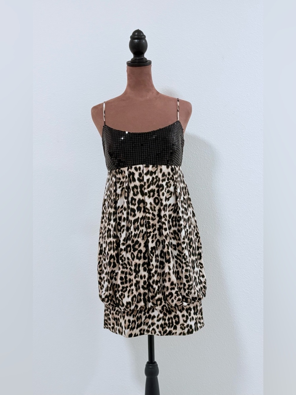 Speechless Leopard Print Tiered Babydoll Dress in Large size